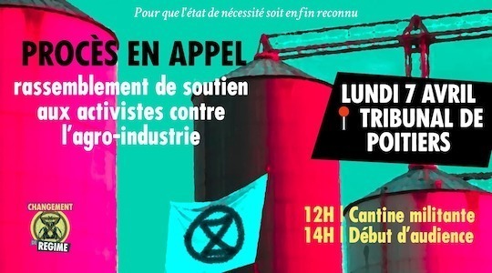 Lundi 7 avril, comparution à la cour d'appel de Poitiers pour 9 rebelles
